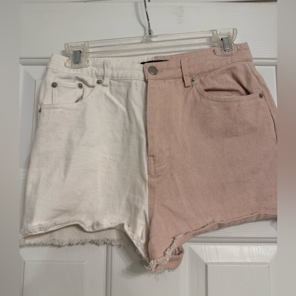 Two-Tone White and Pink Women's Shorts